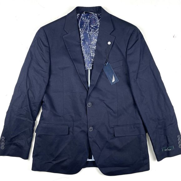 NAUTICA Men’s Navy Blue Slim Fit Linen Blend Sport Coat 42R - Picture 6 of 11